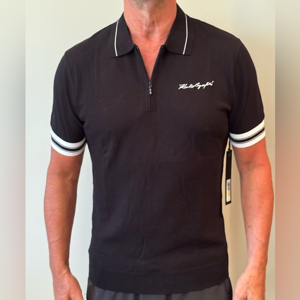 NWT - KARL LAGERFELD PARIS
Logo Zip Up Tipped Polo/ Men’s M